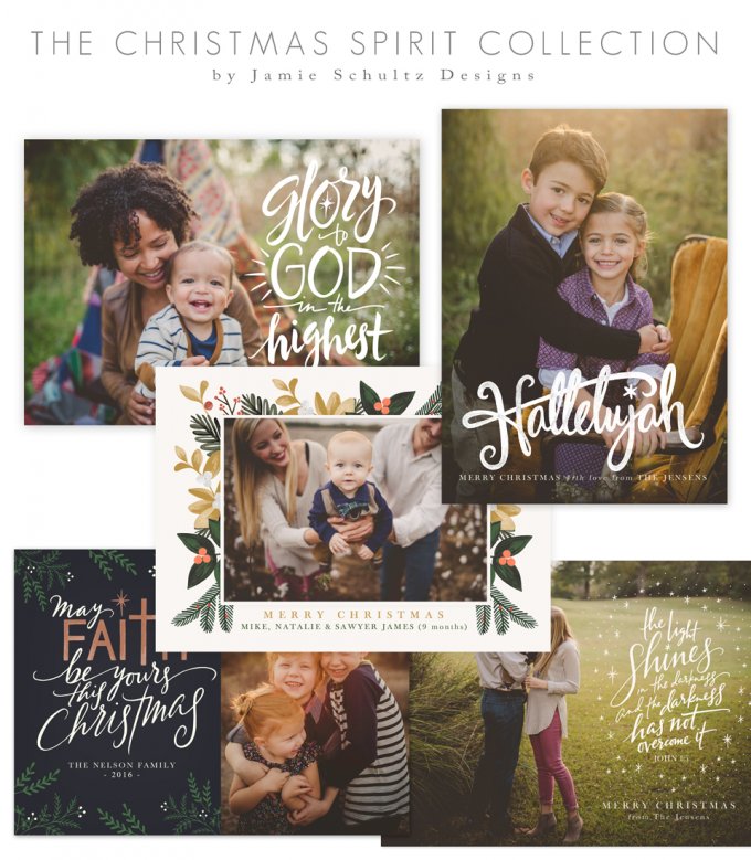 Christmas Spirit Card Templates by Jamie Schultz Designs