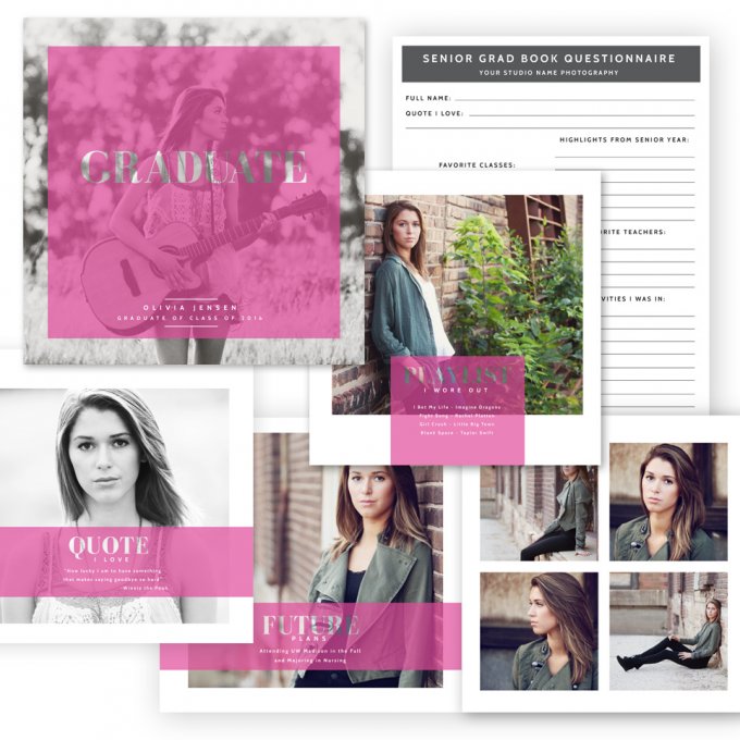 Modern Grad Book Template by Jamie Schultz Designs