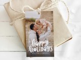 Festive Holidays 2x35 Photo Gift Tag Canva Photoshop Template